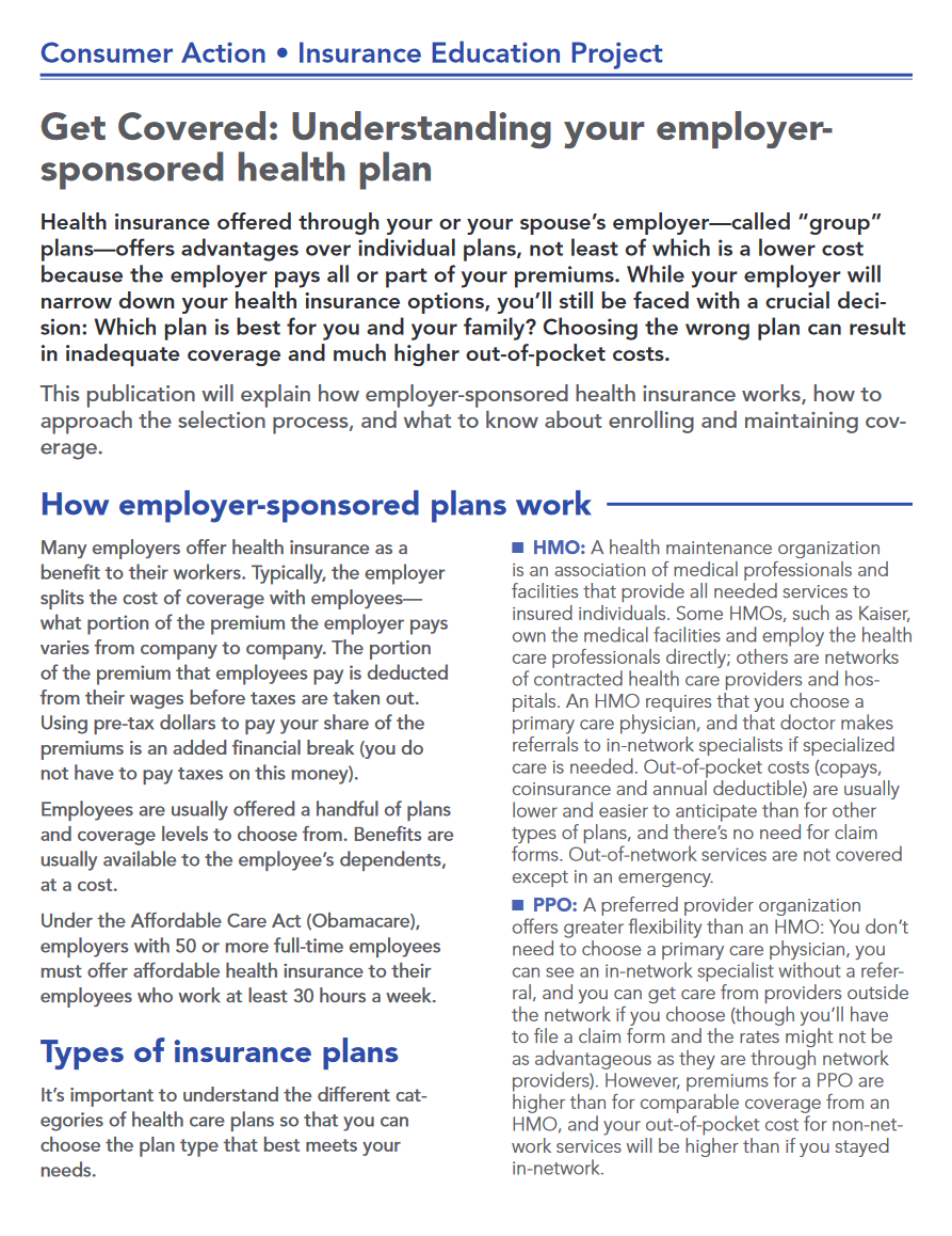 Get Covered: Understanding your employer-sponsored health plan