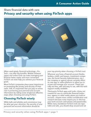 Privacy and security when using FinTech apps