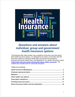 Questions and answers about individual, group and government health insurance options
