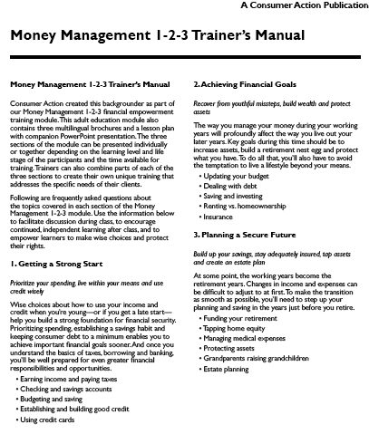 Money Management 1-2-3: Backgrounder