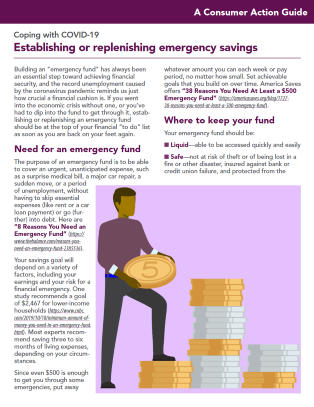 Establishing or replenishing emergency savings