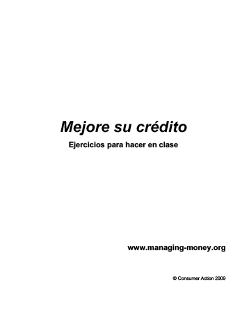 Rebuilding Good Credit - Class activities (Spanish)