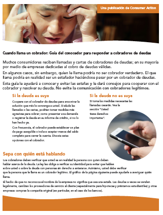 When a Collector Calls: An insider’s Guide to Responding to Debt Collectors (Spanish)