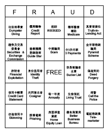 Fraud Bingo Game (Chinese)