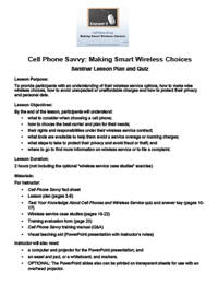 Cell Phone Savvy - Lesson Plan and Class Activities