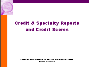 Credit & Specialty Reports and Credit Scores - PowerPoint Slides