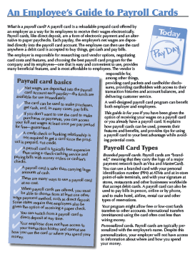 An Employee’s Guide to Payroll Cards